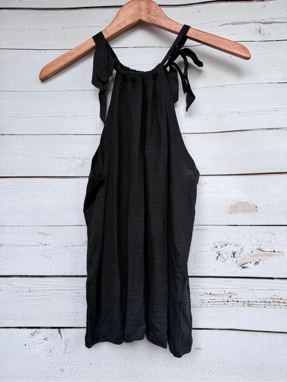 J.Crew NWT Black Bow-Tie Linen Halter Tank Top - Size X-Small